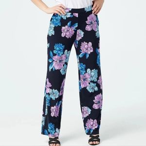 Susan Graver Printed Liquid Knit Pull-On Wide-Leg Pants